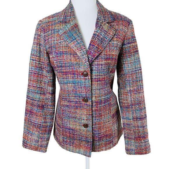 Coldwater Creek Size S Women's Tweed Blazer Jacket Pink Fall Workwear - Picture 1 of 11